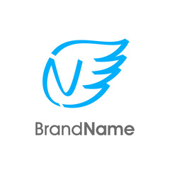 Naklejka premium Initial N Ribbon Wing Logo