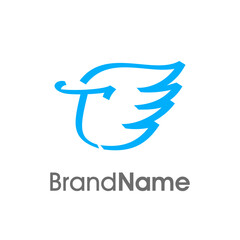 Initial T Ribbon Wing Logo