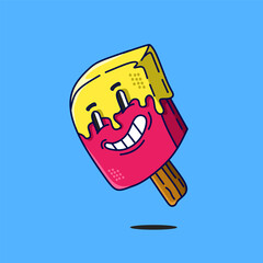 vintage character of ice cream illustration cartoon