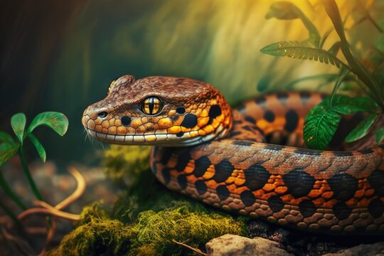 Beautiful photo snake natural background with Generative AI technology