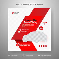 Car rental social media post banner template design