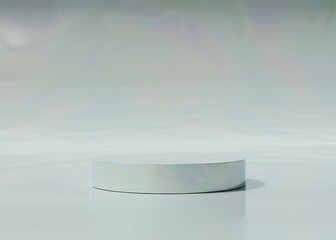 Pearl empty podium or pedestal for product presentation, round mockup platform on pearl background. 3d rendering
