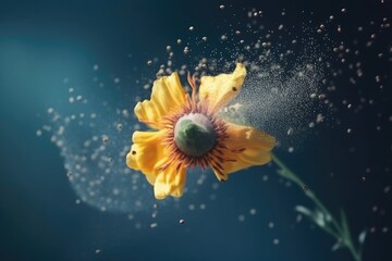 Pollen from flowers flying and spreading in the air causing allergies - obrazy, fototapety, plakaty