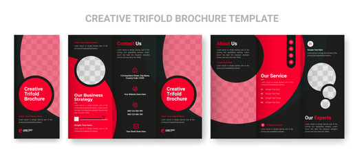 Business trifold leaflet brochure template design, professional business tri-fold flyer template