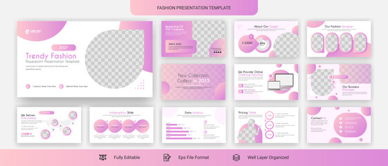 Fashion powerpoint presentation slides template design set