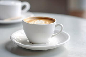 Obraz premium A delicious and frothy cappuccino served in a classic white porcelain cup. (Generative AI)