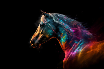 Fototapeta na wymiar Graceful Fantasy Horse Floating inGalaxy - Ideal for Adding a Touch of Magic and Enchantment to Your Design Projects, Generative AI