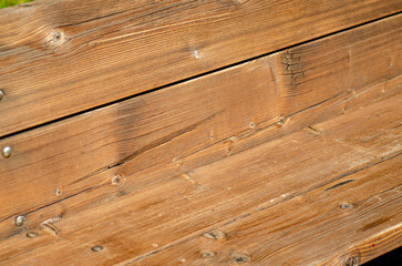 detail of the wooden planks of a park bench