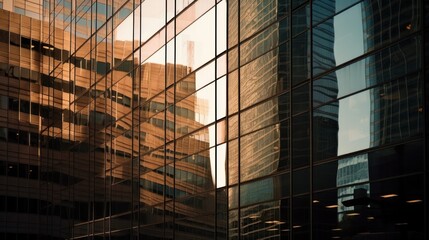 reflections in the windows of a skyscraper- created by generative AI