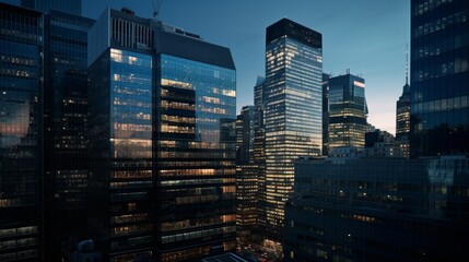 Fototapeta na wymiar Skyscrapers in a financial district - created by generative AI
