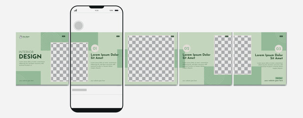 Set Of Instagram Carousel Post Template, Editable Instagram Carousel Post, Social Media Carousel Post For Interior Design, Template eps 10. © Graphaxil