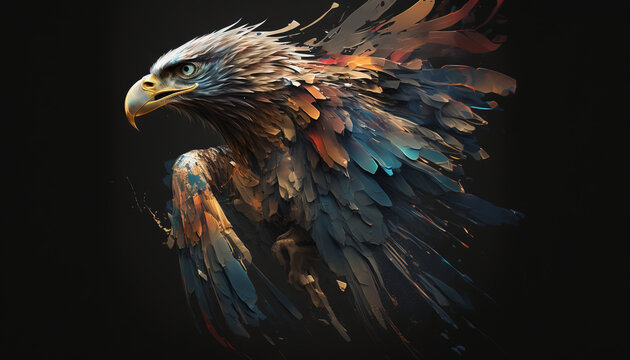 Eagle abstract wallpaper. Contrast background falcon in vivid colors generative ai