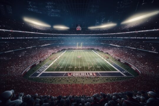NFL Superbowl stadium at night.American football .