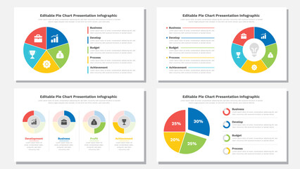  pie charts infographic presentation template Fully editable