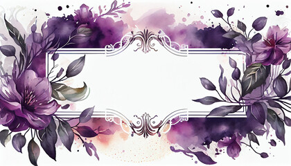 Golden frame template with flowers in the corners Ai generated image