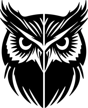 ﻿Crisp owl logo in black and white vector form.