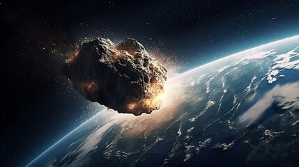 Asteroid hitting the earth - ai generated