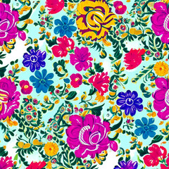 Fototapeta na wymiar seamless pattern with flowers, fabric pattern and textiles, ilustration generated AI
