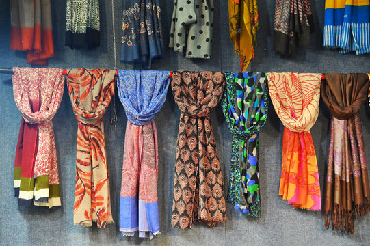 Assortment of cachemere wool colorful handmade oriental scarves