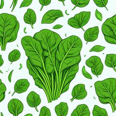 Spinach, tiles pattern texture seamless illustration flat