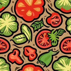 Tomato, tiles pattern texture seamless illustration flat