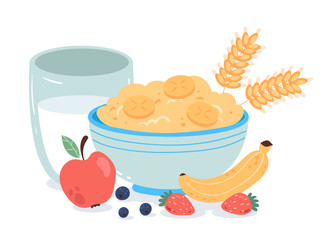 Milk morning cereal breakfast corn concept. Vector graphic design illustration 