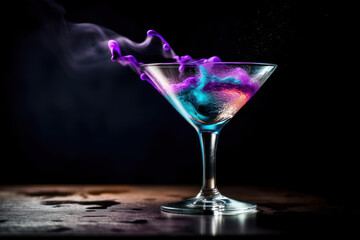 color's drink with ice. Cocktail making bar tools on the table generative ai