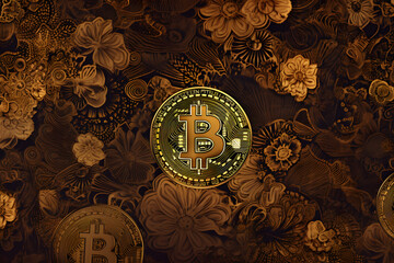 Fototapeta na wymiar Background with cryptocurrency coins. Background ideal for projects related to finance, technology and digital currency. Generative AI 