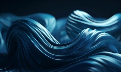 Blue abstract wavy background, Generative AI
