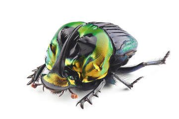 Dung beetle (Sulcophanaeus imperator) isolated on white background