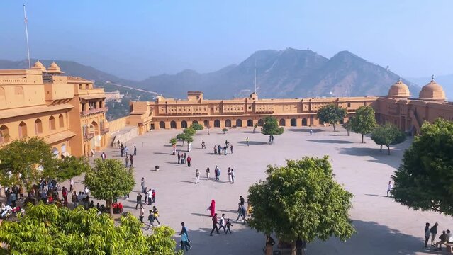 The famous Amber Fort, the fortified residence of Raja Man Singh I in the northern suburbs of Jaipur, India
