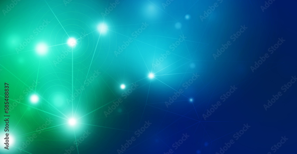 Wall mural panoramic abstract dot and circle light connection background., the world is connect and smaller con
