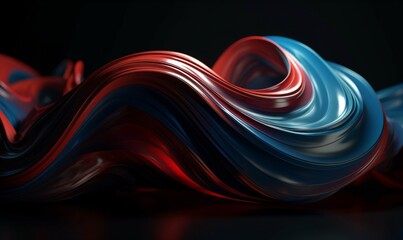 Blue and red abstract wavy background, Generative AI