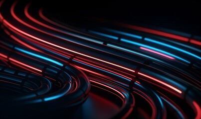 Blue and red abstract tube line background, Generative AI