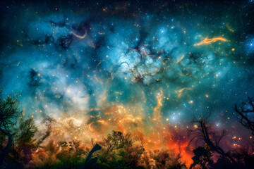 Fototapeta na wymiar Galaxy with stars, planets, and other celestial bodies, vibrant and colorful, Generative AI