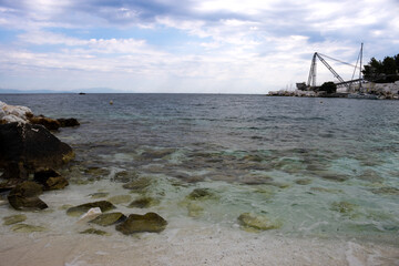 Fototapeta na wymiar Marble beach at Thassos, Greece