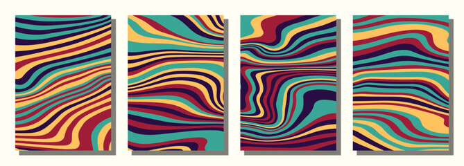 Abstract psychedelic groovy set background.