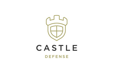 Castle defense line logo icon design template flat vector