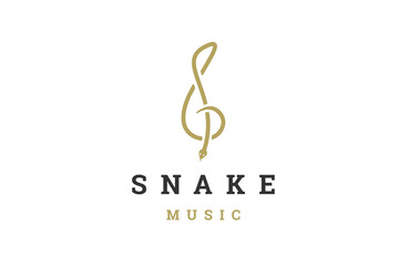 Snake music note logo icon design template flat vector