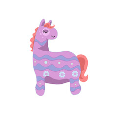 Colorful Mexican Piñata Shaped Like a Pony - vector illustration