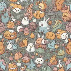 easter pattern cartoon - Generative AI
