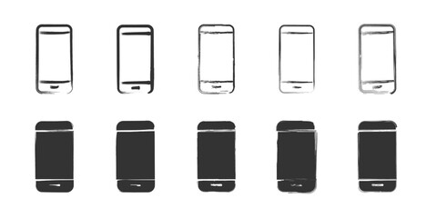 Hand drawn smartphone icon. Vector illustration.