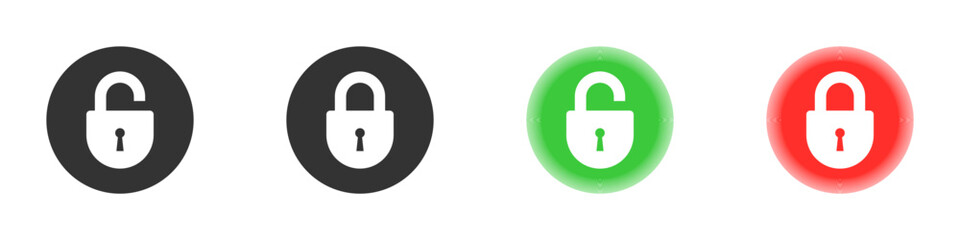 Locked unlocked icons. Vector illustration.