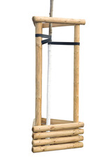 Young trees in the city are fixed on poles supported by a wooden stick. tree protection
