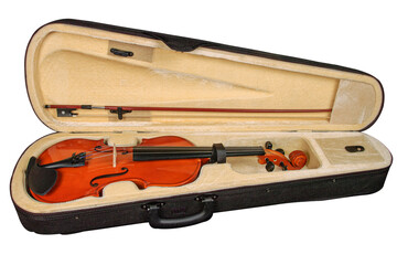 Obraz na płótnie Canvas un violon dans sa valise sur fond transparent