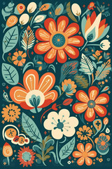flower pattern illustration folk art graphic design
