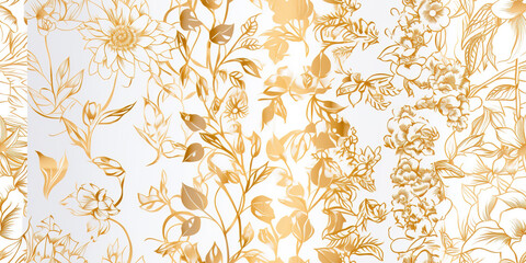 exquisite vector seamless patterns gold floral patterns on a white background