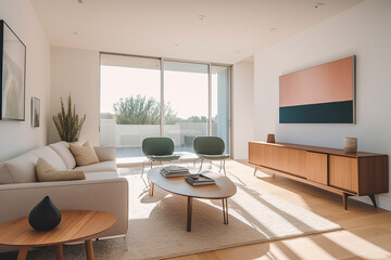 Fototapeta na wymiar Architectural photography of a modern living room Generative AI technology