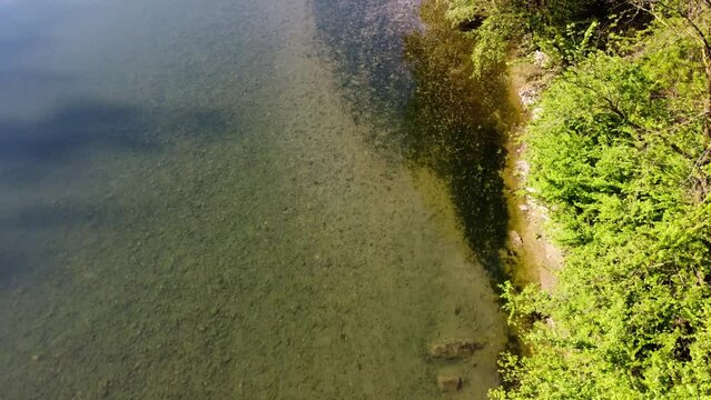 Aerial view with drone on the devil's bridge in a spring day. Borgo a Mozzano, Lucca, Tuscany, Devil's Bridge