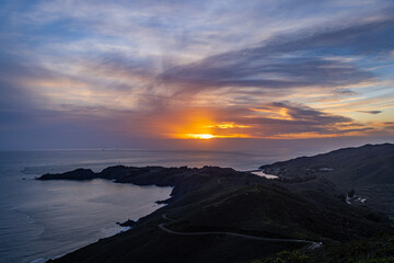 Fototapeta na wymiar Pacific ocean California Sunset from Mountains
